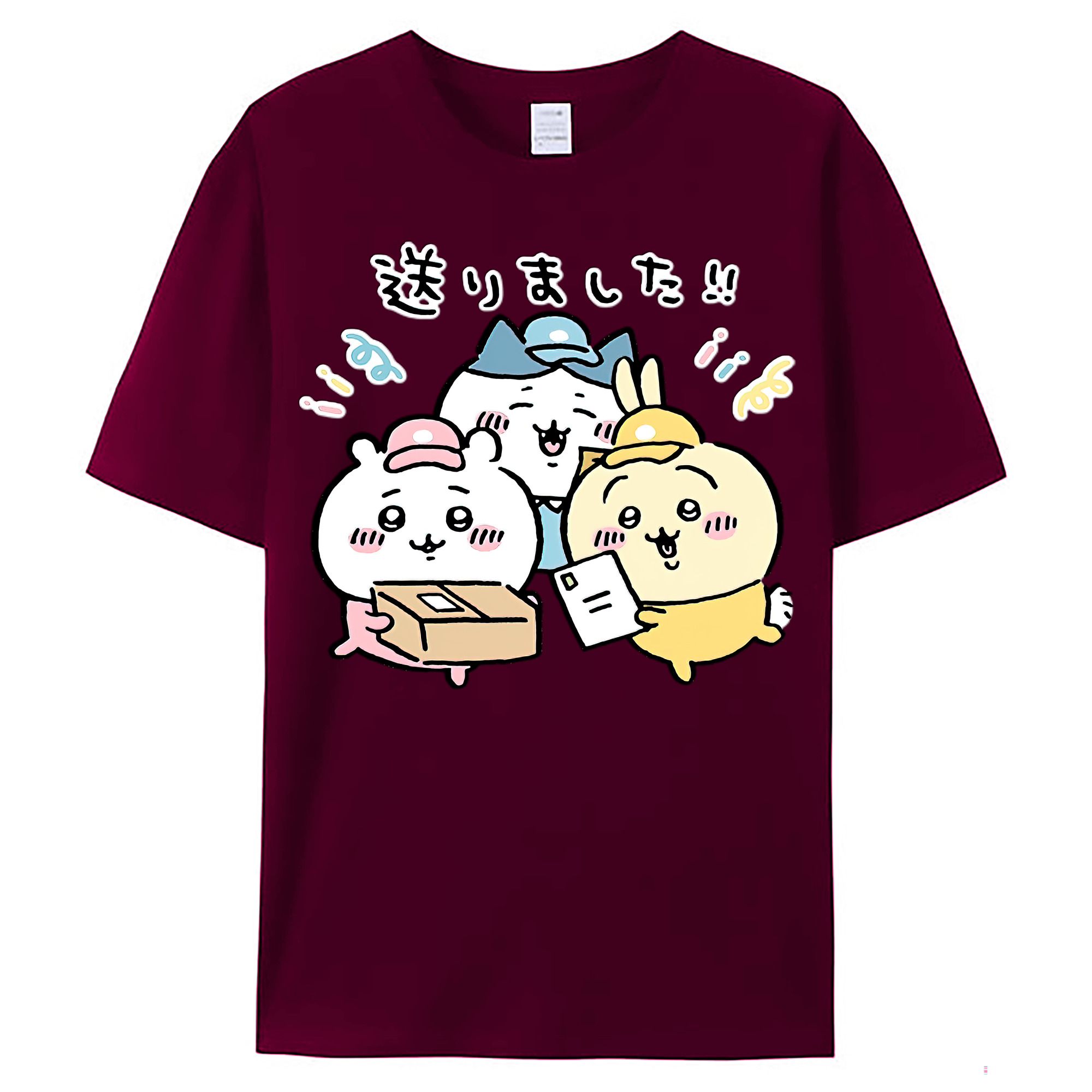 （画像用） ちいかわ ハチワレ Chii-kawa hachiware レディースカジュアルプリントTシャツ（綿100％）